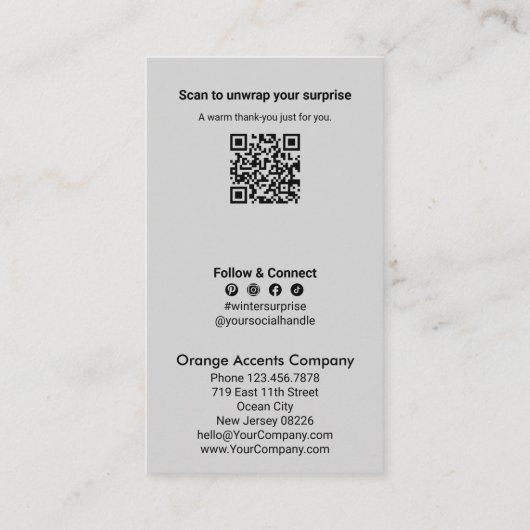 Mulled Wine Theme - Surprise QR Winter Dank u Visitekaartje (Achterkant)