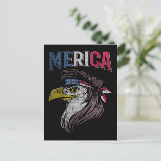 Mullet Eagle American Flag USA Rednek Bird 4th of Briefkaart (Staand voorkant)