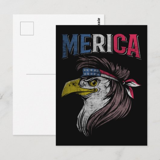 Mullet Eagle American Flag USA Rednek Bird 4th of Briefkaart (Voorkant / Achterkant)
