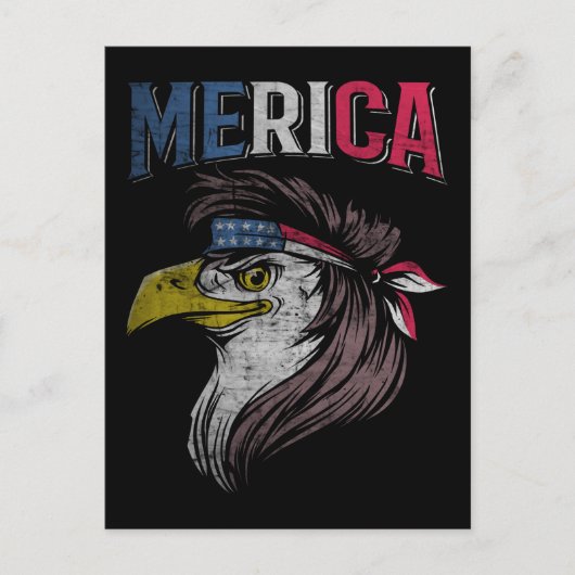 Mullet Eagle American Flag USA Rednek Bird 4th of Briefkaart (Voorkant)