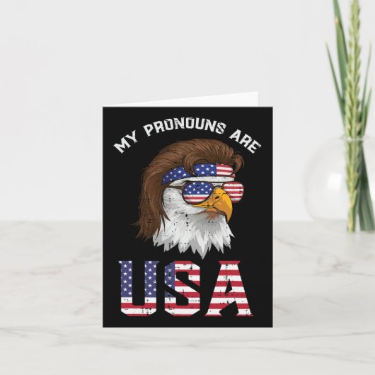 Mullet Eagle Mijn voornaamwoorden USA 4 juli Manne Kaart (Voorkant)