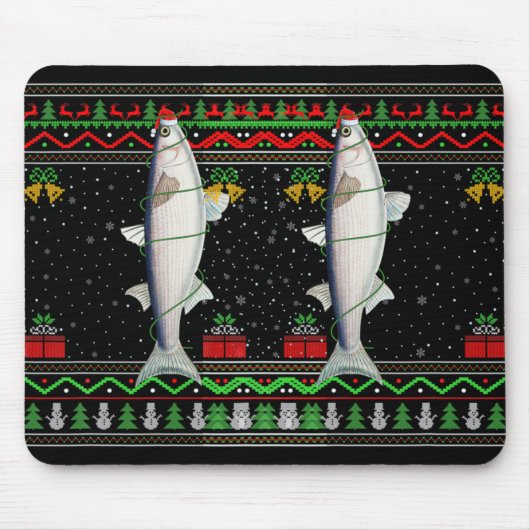 Mullet Fish Lover Matching Ugly Mullet Christmas T Muismat (Voorkant)