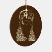 Mullet Madness Kerstdecoratie gepersonaliseerd Keramisch Ornament (Rechts)