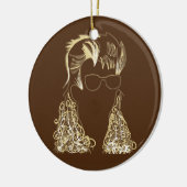 Mullet Madness Kerstdecoratie gepersonaliseerd Keramisch Ornament (Links)