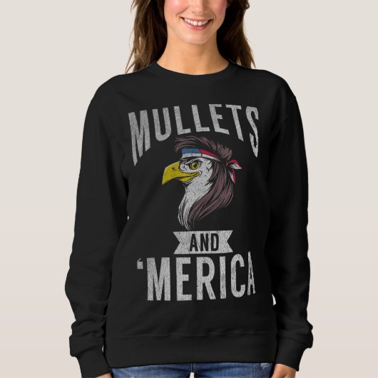 Mullets Eagle Amerikaanse vlag Patriottische Veren Trui (Voorkant)