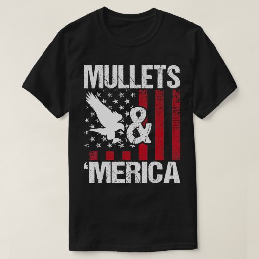 Mullets Merica Patriottische Amerikaanse vlag Redn T-shirt (Design voorkant)