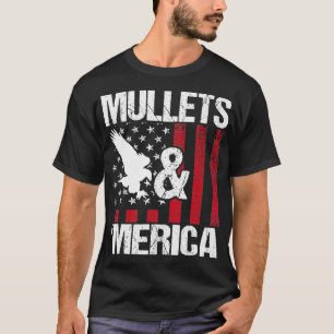 Mullets Merica Patriottische Amerikaanse vlag Redn T-shirt
