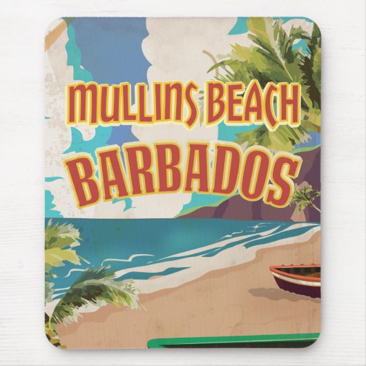Mullins Beach Bay Barbados-reisposter. Muismat (Voorkant)