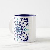 Multani Blauwe Aardewerk Tweekleurige Koffiemok (Voorkant links)