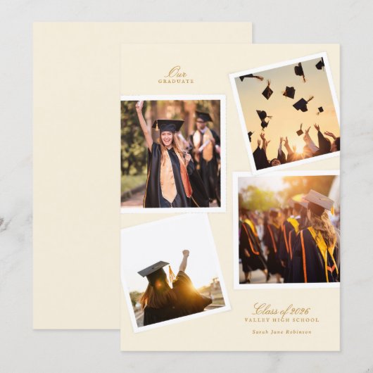multi 4 photo frame graduation high school aankondiging (Voorkant / Achterkant)