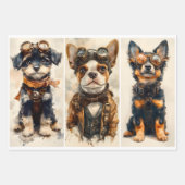 Multi 9 Schattigee Steampunk Honden & Pups WPA1 De Inpakpapier Vel (Voorkant 2)