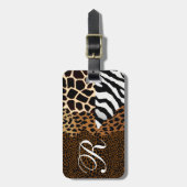 Multi+Animal print luipaard Zebra Cheetah Bagagelabel (Voorkant verticaal)
