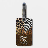 Multi+Animal print luipaard Zebra Cheetah Bagagelabel (Achterkant verticaal)