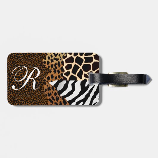 Multi+Animal print luipaard Zebra Cheetah Bagagelabel (Achterkant horizontaal)