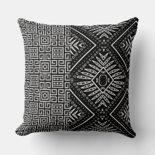 Multi-Black Aztec/Leopard Two-Tone Pillow Kussen