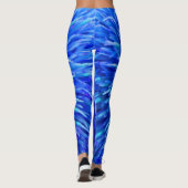 Multi Blauw Abstract Bloemen, Gepersonaliseerde Na Leggings (Achterkant)