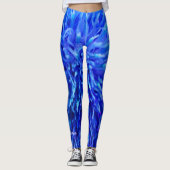 Multi Blauw Abstract Bloemen, Gepersonaliseerde Na Leggings (Voorkant)