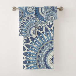 Multi Blauwe Boho Mandalas Bad Handdoek