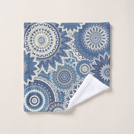 Multi Blauwe Boho Mandalas Bad Handdoek (Wasdoekje)