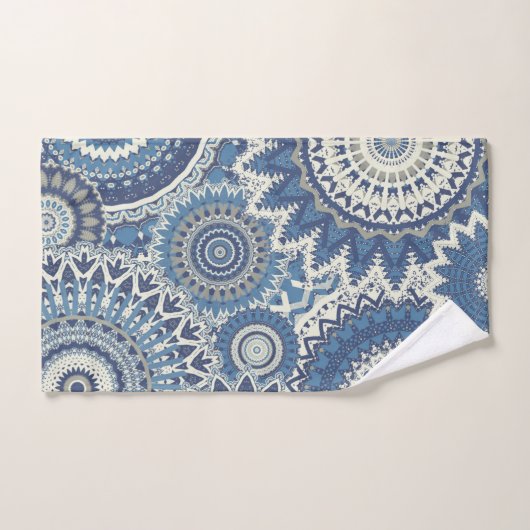 Multi Blauwe Boho Mandalas Bad Handdoek (Handdoek)