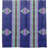 Multi-blue Color Texture Crochet Douchegordijn (Voorkant)