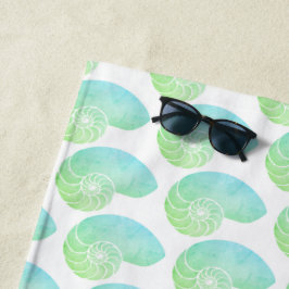 Multi Blue Nautilus Shell Beach Towel Strandlaken