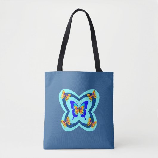 Multi Blue Shades Butterflies Canvas tas (Voorkant)