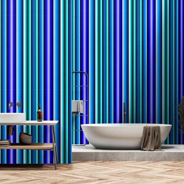 Multi Blue Stripe Behang (Badkamer)