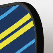 Multi-Breedte Strepen Blauw Geel Pickleball Paddle (Links Detail)