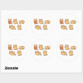 Multi-Cat Sticker – 5 Cute Kawaii Cats (Round) (Vel)
