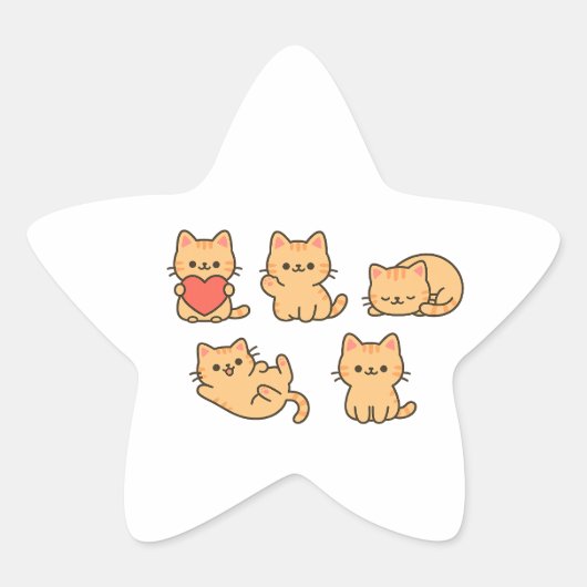 Multi‑Cat Sticker – Kawaii Cats Star Sticker (Voorkant)