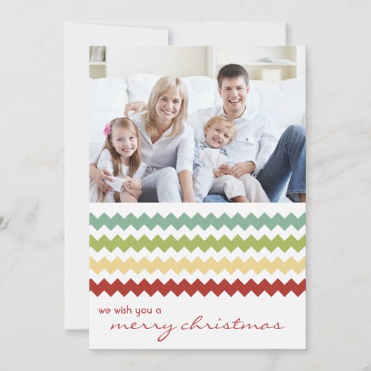 Multi-Chevron Chic Family Holiday Flat Card Feestdagenkaart (Voorkant)