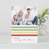Multi-Chevron Chic Family Holiday Flat Card Feestdagenkaart (Staand voorkant)