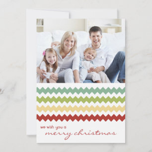 Multi-Chevron Chic Family Holiday Flat Card Feestdagenkaart