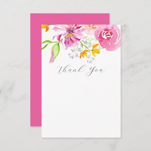 Multi-color Blooms Botanische Waterverf Bedankkaart (Voorkant / Achterkant)