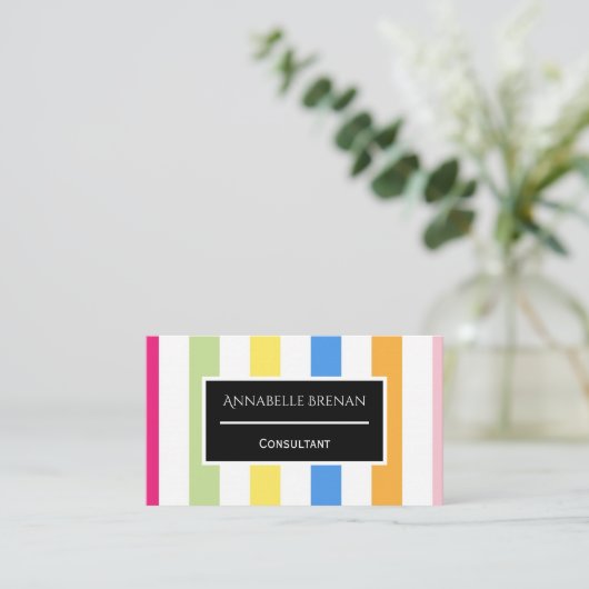 Multi-Color Bold Stripes Eye Catching Visitekaartje (Staand voorkant)