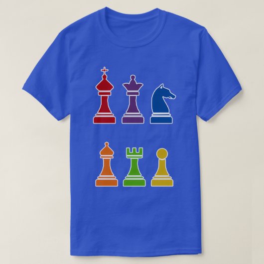 Multi Color Chess Piece Design  T-shirt (Design voorkant)