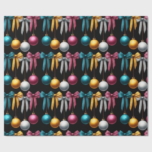 Multi Color Christmas Bauble Ornament  Cadeaupapier (Vlak)