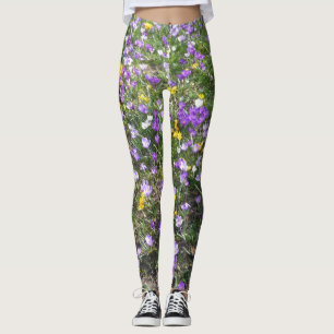 Multi-Color Crocus Spring Flowers Legging