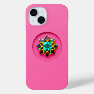Multi Color Crystal Motief op Roze iPhone 15 Case