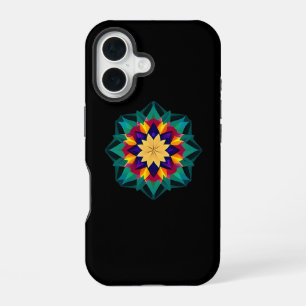 Multi Color Crystal Motief op Zwart iPhone 16 Hoesje
