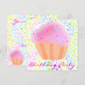 Multi Color CupCake verjaardagsuitnodiging Kaart (Voorkant / Achterkant)