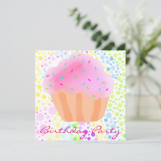 Multi Color CupCake verjaardagsuitnodiging Kaart (Staand voorkant)