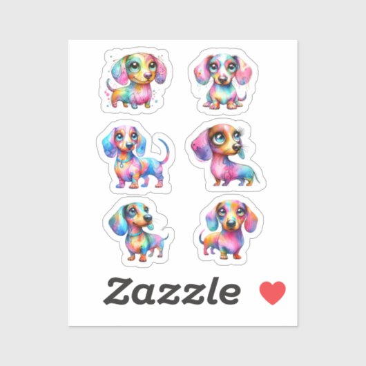 MULTI COLOR DACHSHUND VINYL STICKERS (Vel)
