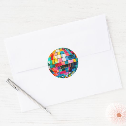 Multi Color Disco Ball Ronde Sticker (Envelop)