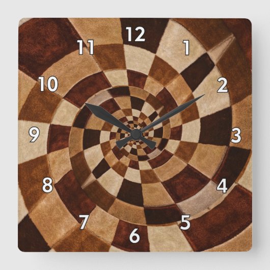Multi-Color Earth Tone Spirals Vierkante Klok (Voorkant)
