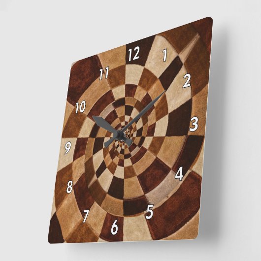 Multi-Color Earth Tone Spirals Vierkante Klok (Hoek)