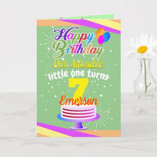 Multi Color Editable Unisex Happy Birthday | Groen Kaart (Kleine Plant)
