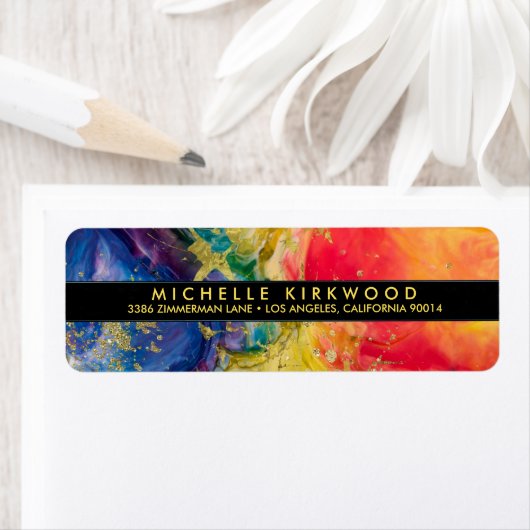 Multi Color en Gold Splatter Retouradres Etiket (Insitu)