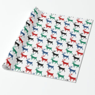 Multi-Color Forest Stag Reindeer White Cadeaupapier